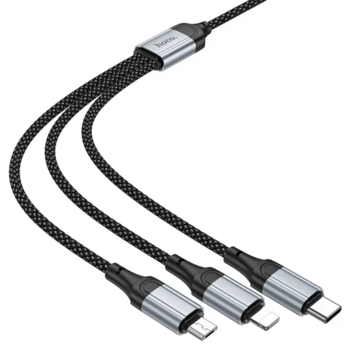 hoco X102 Fresh 3-in-1 Charging Cable – USB to Lightning + Micro-USB + Type-C, 2.4A, 1m
