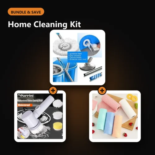 Home Cleaning Kit – bundle of 360° Rotating Head Mop with Bucket | Easy Cleaning System for Floors, Handheld Electric Cleaning Brush Scrubber - 5 In 1 Multifunctional Electric Brush for Kitchen, Bathroom, and Household Cleaning, Ultra-Absorbent Kitchen Wipes for Cleaning - Multipurpose, Reusable & Durable