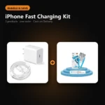 iPhone Fast Charging Kit – bundle of Original Apple iPhone Charging Adapter | 2 Pin 20W PD Fast Charger, Morui MC-04 Long 1m USB to iPhone Cable - 20W | 3A Output | Qualcomm 3.0 Ultra Fast Charging