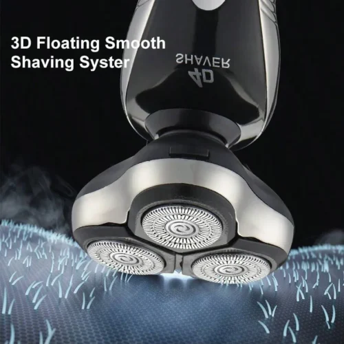 Floating 3-blade rotary shaver head close-up