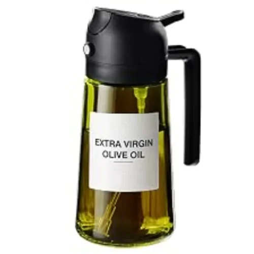 2-in-1 glass oil sprayer and pourer bottle