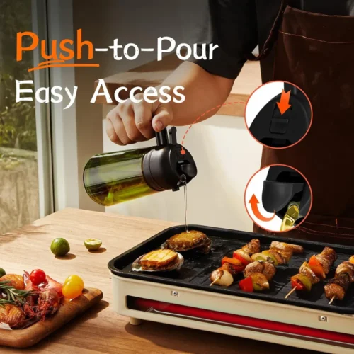 Push-to-pour top of the oil sprayer bottle