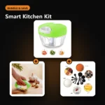 Smart Kitchen Kit – bundle of Speedy Chopper Multi Use Turbo Cutter for Vegetables & Fruits, Garlic Presser – Premium Stainless Steel Garlic Crusher, 10pcs/set Measuring Spoons - Precise Kitchen Cooking & Baking Tools, Durable & Lightweight for Accurate Measurements