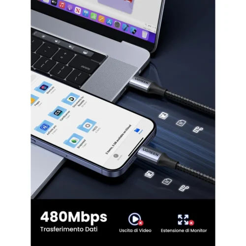UGREEN braided USB-C cable aluminum shell close-up