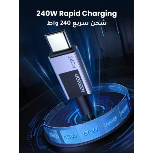 UGREEN 2m USB-C cable charging a laptop from a wall charger