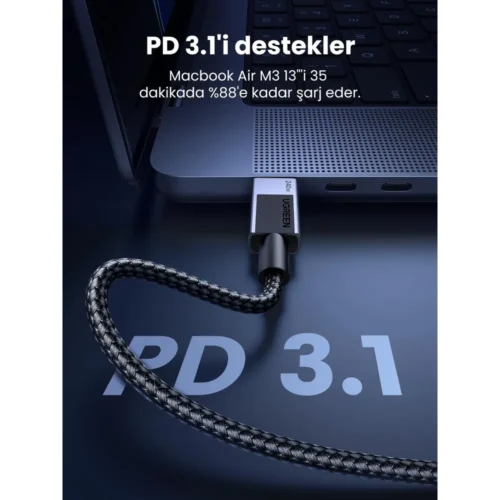 UGREEN USB-C to USB-C cable E-Marker chip for safe high-power charging