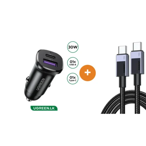 UGREEN Car Charging Kit – 30W Car Charger + USB-C Cable