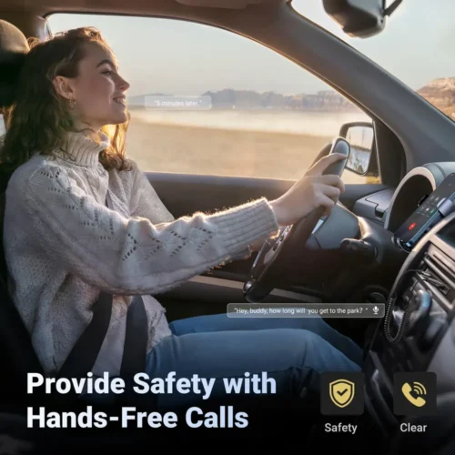 UGREEN car Bluetooth adapter streaming music from a phone