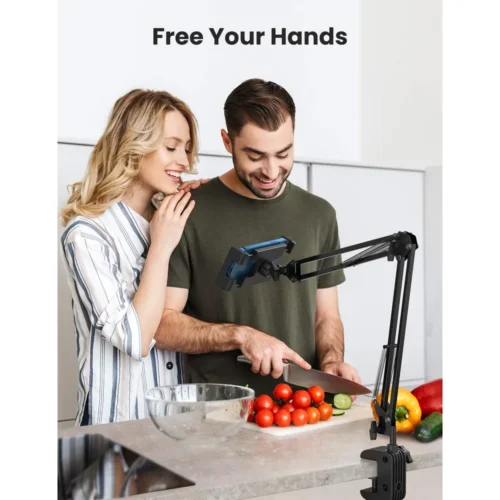 UGREEN long arm phone holder raising a phone for a video call