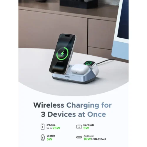 UGREEN 3-in-1 wireless charger smart power management