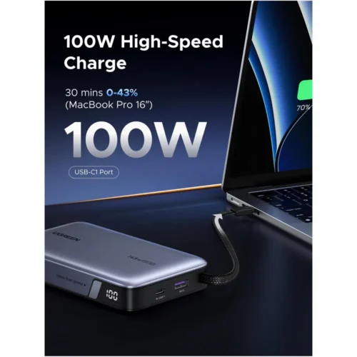 UGREEN Nexode 145W power bank charging a laptop