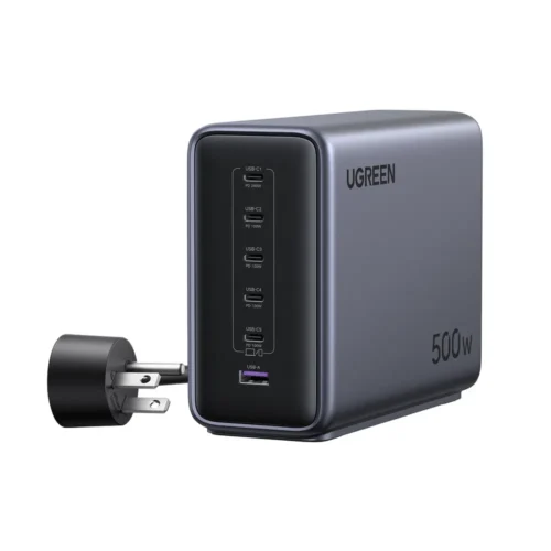 UGREEN Nexode 500W 6-port GaN desktop charger front view