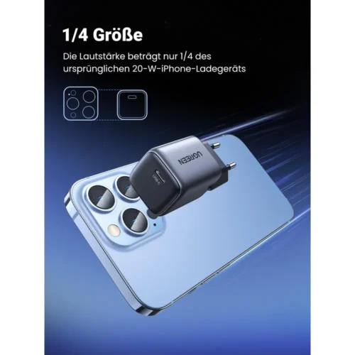 UGREEN Nexode mini 20W charger compact size compared in hand