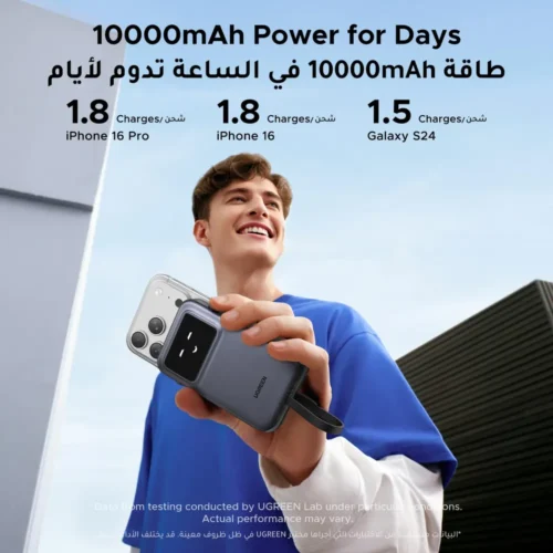 UGREEN Uno power bank built-in cable detail