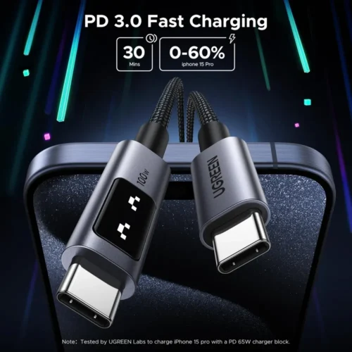UGREEN Uno USB-C cable LED emoji charging display