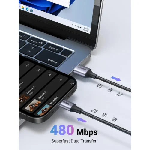 UGREEN USB to Type-C cable charging at home
