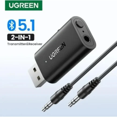 UGREEN USB Bluetooth transmitter and receiver adapter with 3.5mm audio cable