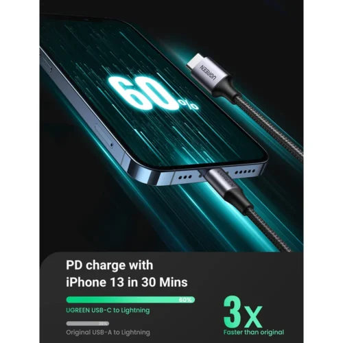UGREEN USB-C to Lightning cable 20W PD fast charging an iPhone