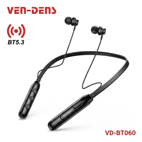 Ven-Dens VD-BT060 Bluetooth 5.3 neckband earphones in black