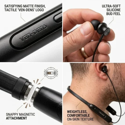 Ven-Dens VD-BT060 magnetic earbuds and soft silicone ear tips